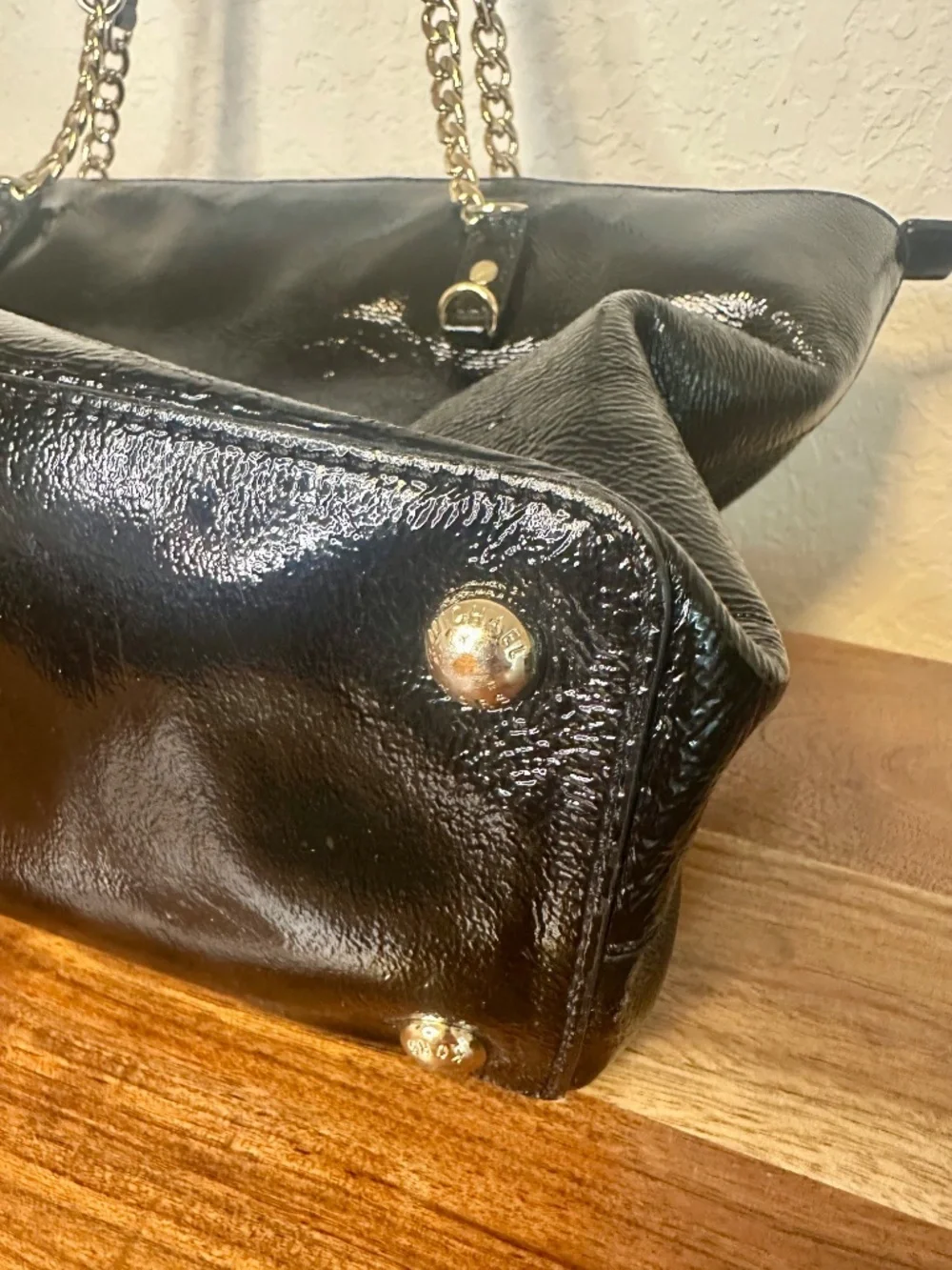 Michael Kors Black Patent Leather Jet Set Tote Bag
